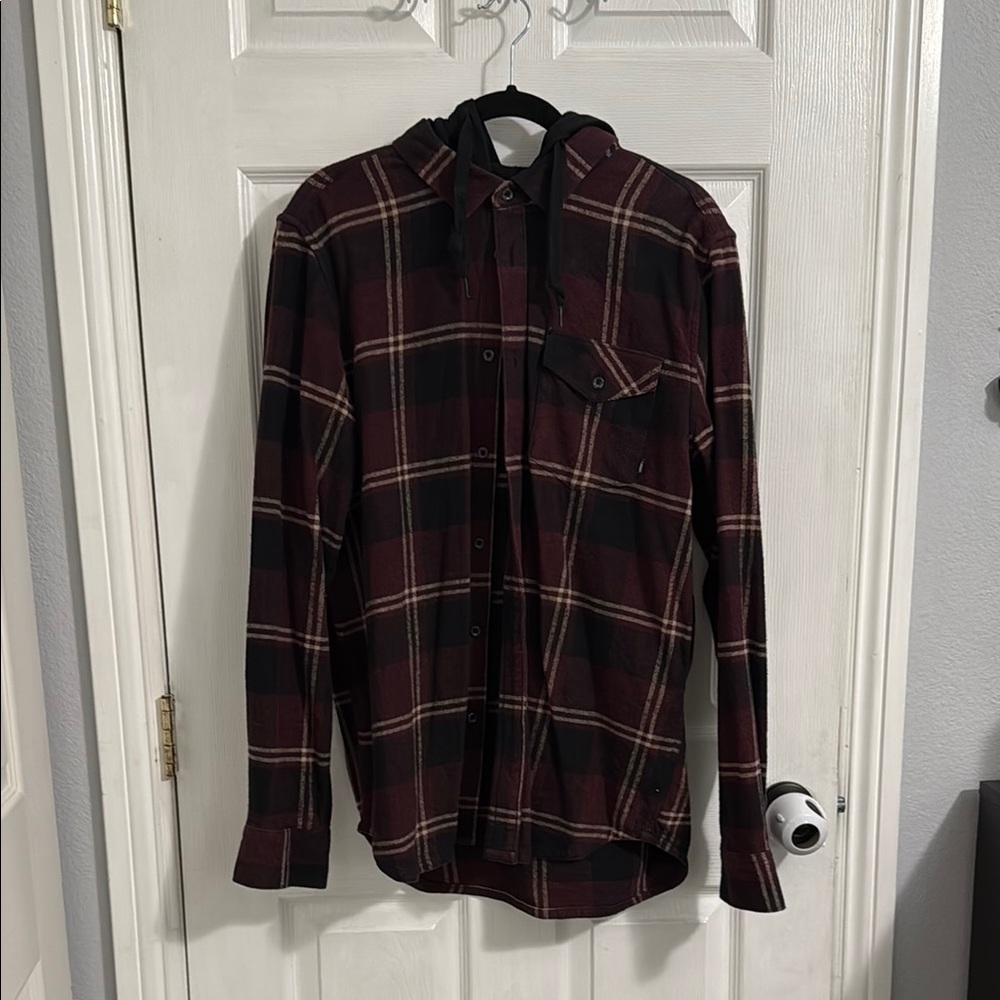 Plaid Men's Shirt - Black and Red